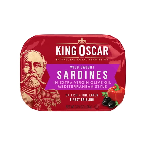 King Oscar Wild Caught Sardines in Extra Virgin Olive Oil, Mediterranean Style 3.75 oz