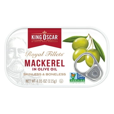 King Oscar Wild Caught Skinless & Boneless Mackerel in Olive Oil 4.05 oz