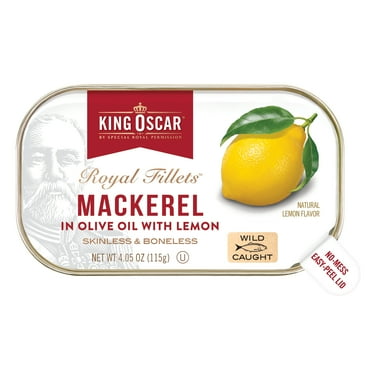 King Oscar Wild Caught Skinless & Boneless Mackerel in Olive Oil with Lemon 4.05 oz