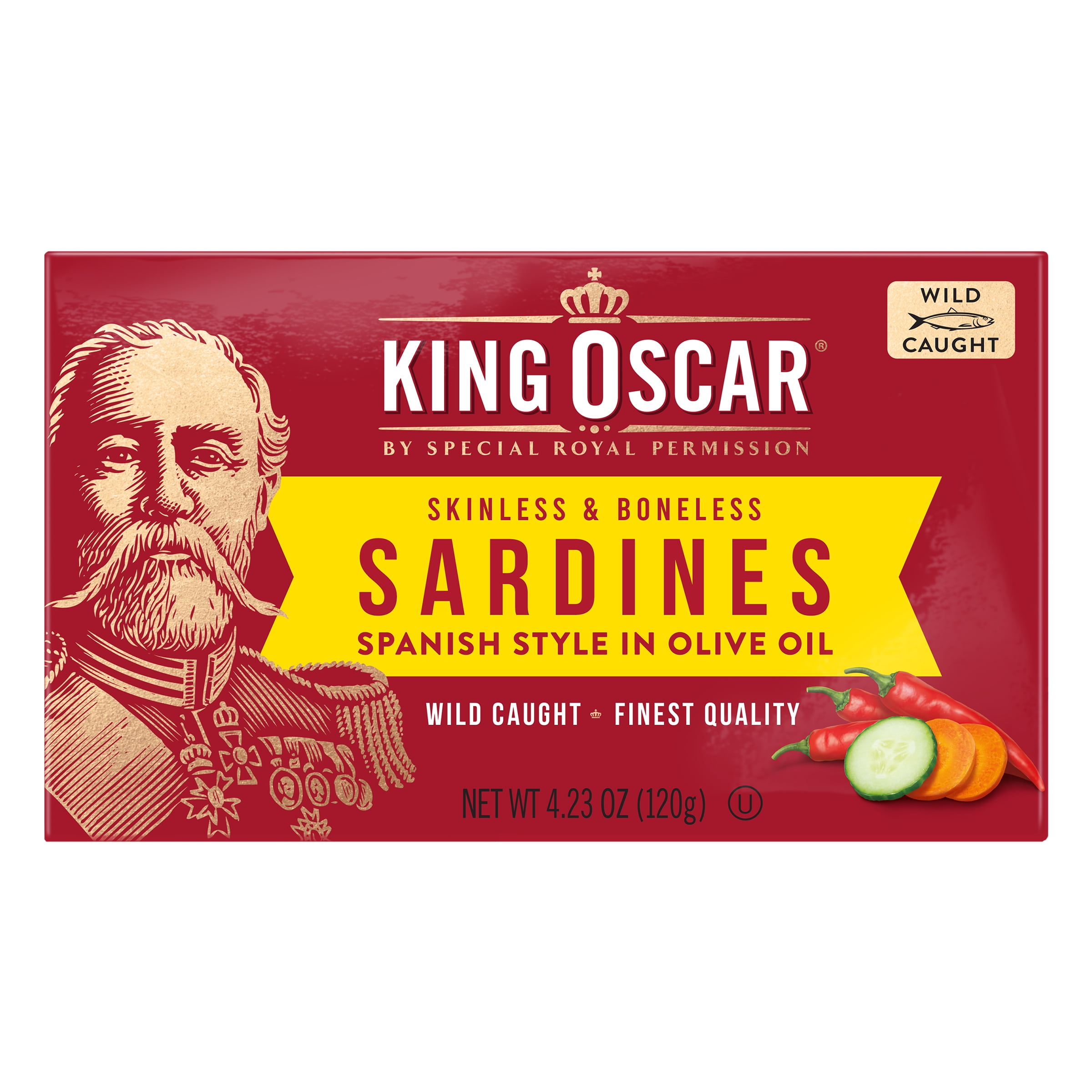 King Oscar Wild Caught Skinless & Boneless Sardines in Olive Oil, Spanish Style 4.23 oz