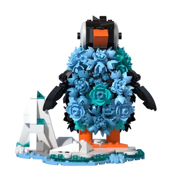 King Penguin Flower Building Set, Animal Home Decor Model for Adults & Girls