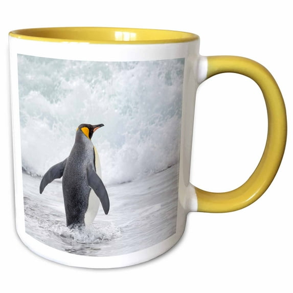 3drose, King Penguin Rookery, Salisbury Plain, Bay of Isles. S. Georgia Is, 15oz Two-tone Yellow Mug