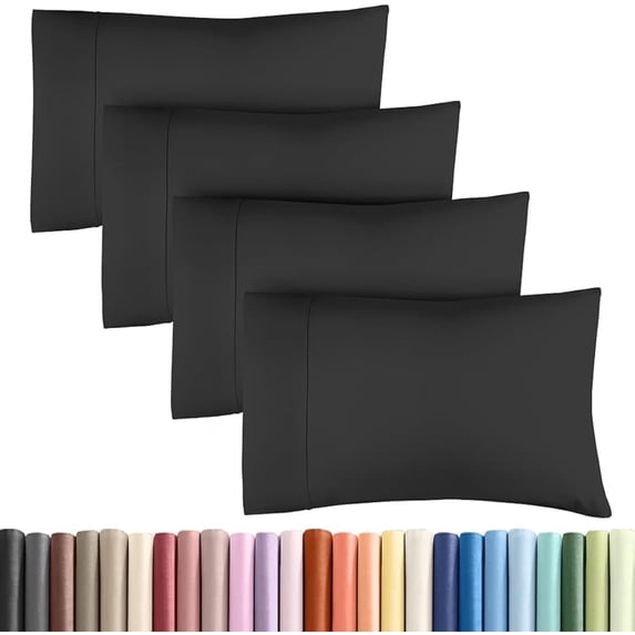 King Pillow Cases - 4 Pack - Super Soft Pillowcase Covers - Envelope Enclosure - Hotel Quality Pillow Protectors - Wrinkle Free, Shrink and Stain Resistant - Machine Washable - 20" x 40"