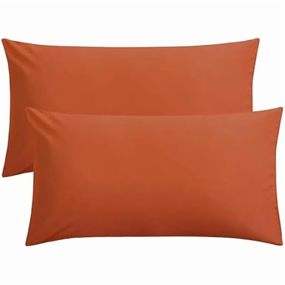 King Pillow Cases Set of 2, Soft Microfiber Pillow Covers with Envelope Closure, Wrinkle, Fade and Stain Resistant Pillowcases, 20x36, Burnt Orange