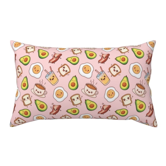 King Pillow Cases Standard Size - Breakfast Soft Envelope Closure Microfiber Block Print Pillow Cover, Wrinkle Stain Resistant Travel Pillow Covers Standard Size 20x36in