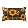thumbnail image 1 of King Pillow Cases Standard Size - Brown Blue Plaid Sunflower Soft Envelope Closure Microfiber Block Print Pillow Cover, Wrinkle Stain Resistant Travel Pillow Covers Standard Size 20x36in, 1 of 7