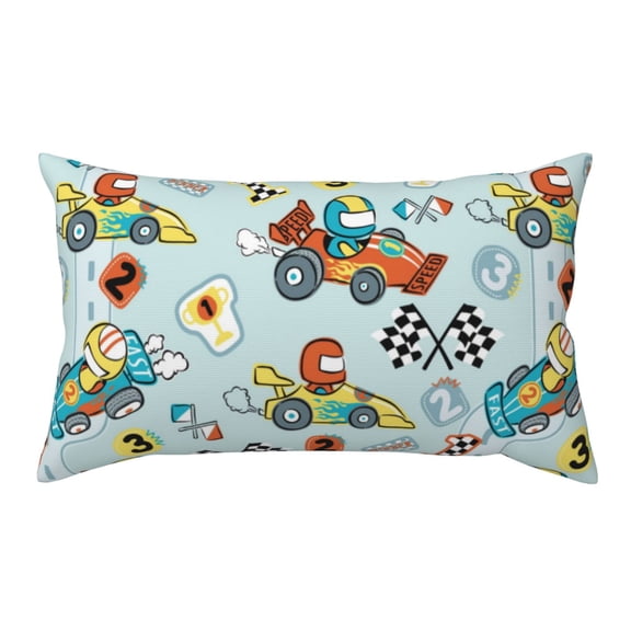 King Pillow Cases Standard Size - Cartoon Car Racing Soft Envelope Closure Microfiber Block Print Pillow Cover, Wrinkle Stain Resistant Travel Pillow Covers Standard Size 20x36in