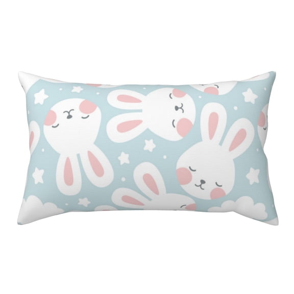 King Pillow Cases Standard Size - Cartoon Cute Rabbit Face Stars Soft Envelope Closure Microfiber Block Print Pillow Cover, Wrinkle Stain Resistant Travel Pillow Covers Standard Size 20x36in