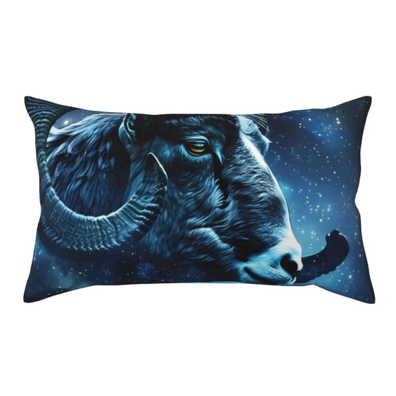 King Pillow Cases Standard Size - Celestial Ram Night Sky Soft Envelope Closure Microfiber Block Print Pillow Cover, Wrinkle Stain Resistant Travel Pillow Covers Standard Size 20x36in