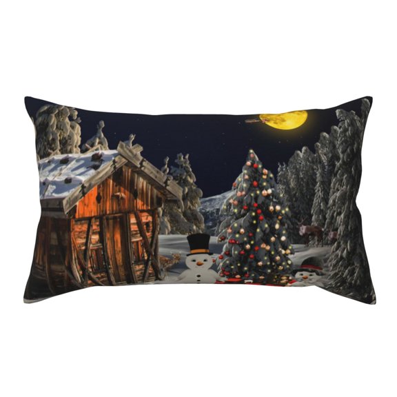 King Pillow Cases Standard Size - Christmas Landscape Winter Mood Soft Envelope Closure Microfiber Block Print Pillow Cover, Wrinkle Stain Resistant Travel Pillow Covers Standard Size 20x36in