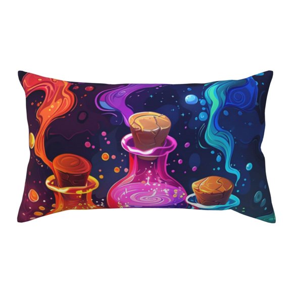 King Pillow Cases Standard Size - Colorful Potion Bottles Magic Soft Envelope Closure Microfiber Block Print Pillow Cover, Wrinkle Stain Resistant Travel Pillow Covers Standard Size 20x36in