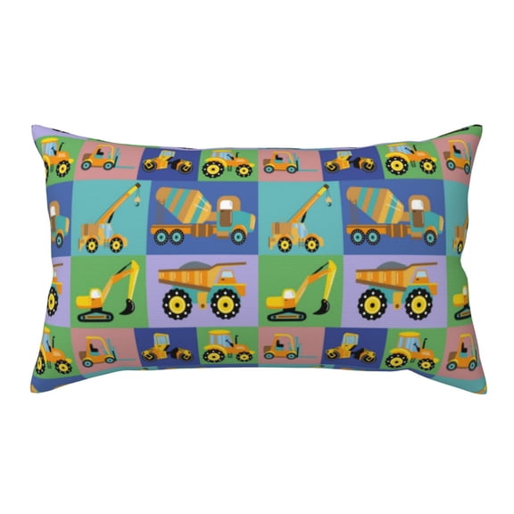 King Pillow Cases Standard Size - Construction Machinery Soft Envelope Closure Microfiber Block Print Pillow Cover, Wrinkle Stain Resistant Travel Pillow Covers Standard Size 20x36in