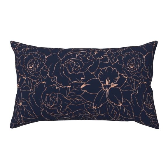 King Pillow Cases Standard Size - Copper-Gold Gloss Outline Flower Soft Envelope Closure Microfiber Block Print Pillow Cover, Wrinkle Stain Resistant Travel Pillow Covers Standard Size 20x36in
