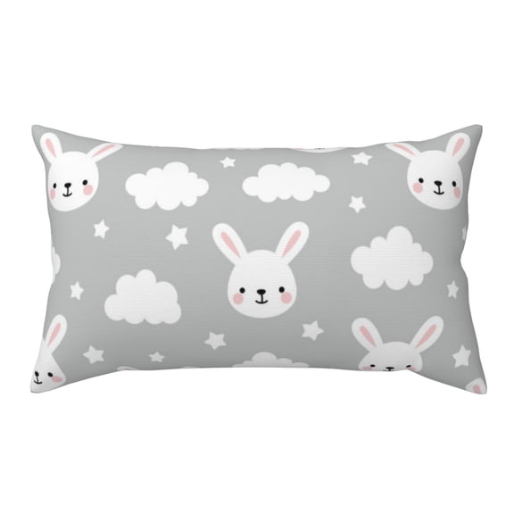 King Pillow Cases Standard Size - Cute Cartoon Rabbit Clouds Gray Soft Envelope Closure Microfiber Block Print Pillow Cover, Wrinkle Stain Resistant Travel Pillow Covers Standard Size 20x36in