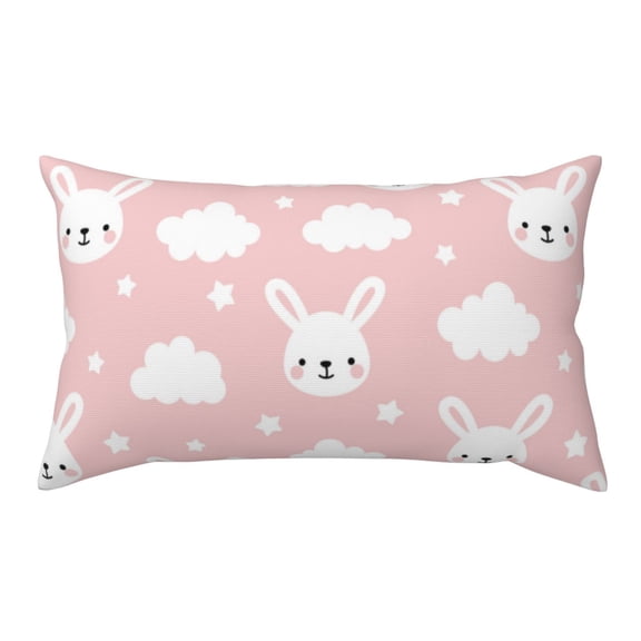 King Pillow Cases Standard Size - Cute Cartoon Rabbit Clouds Pink Soft Envelope Closure Microfiber Block Print Pillow Cover, Wrinkle Stain Resistant Travel Pillow Covers Standard Size 20x36in