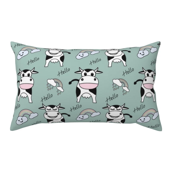 King Pillow Cases Standard Size - Cute Funny Cow Rainbow Clouds Soft Envelope Closure Microfiber Block Print Pillow Cover, Wrinkle Stain Resistant Travel Pillow Covers Standard Size 20x36in