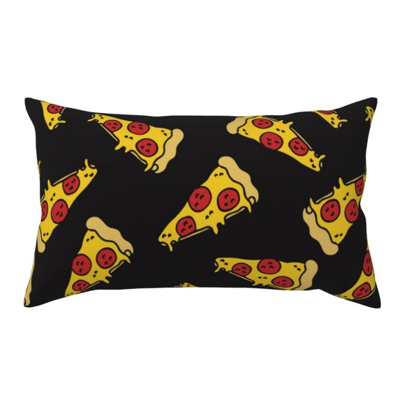 King Pillow Cases Standard Size - Cute Pizza Black Soft Envelope Closure Microfiber Block Print Pillow Cover, Wrinkle Stain Resistant Travel Pillow Covers Standard Size 20x36in