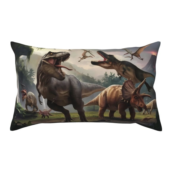 King Pillow Cases Standard Size - Forest Park Dinosaur Soft Envelope Closure Microfiber Block Print Pillow Cover, Wrinkle Stain Resistant Travel Pillow Covers Standard Size 20x36in