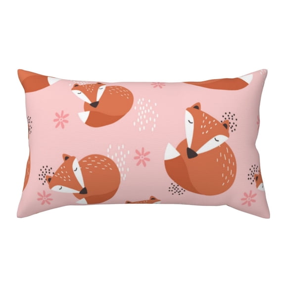 King Pillow Cases Standard Size - Fox Print Light Pink Soft Envelope Closure Microfiber Block Print Pillow Cover, Wrinkle Stain Resistant Travel Pillow Covers Standard Size 20x36in