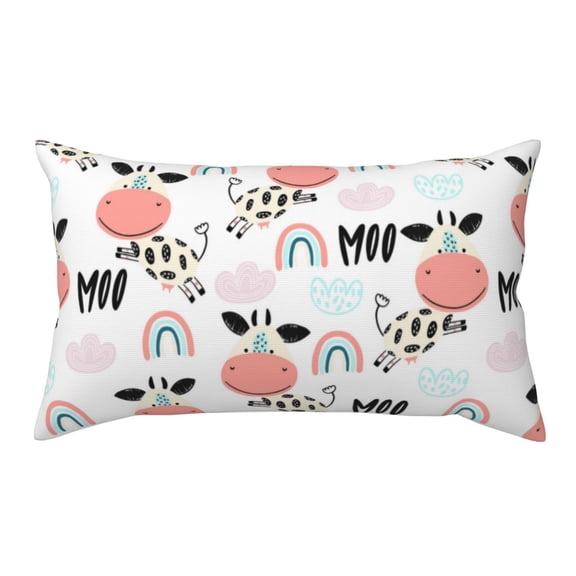 King Pillow Cases Standard Size - Funny Cute Cow Rainbow Clouds Soft Envelope Closure Microfiber Block Print Pillow Cover, Wrinkle Stain Resistant Travel Pillow Covers Standard Size 20x36in