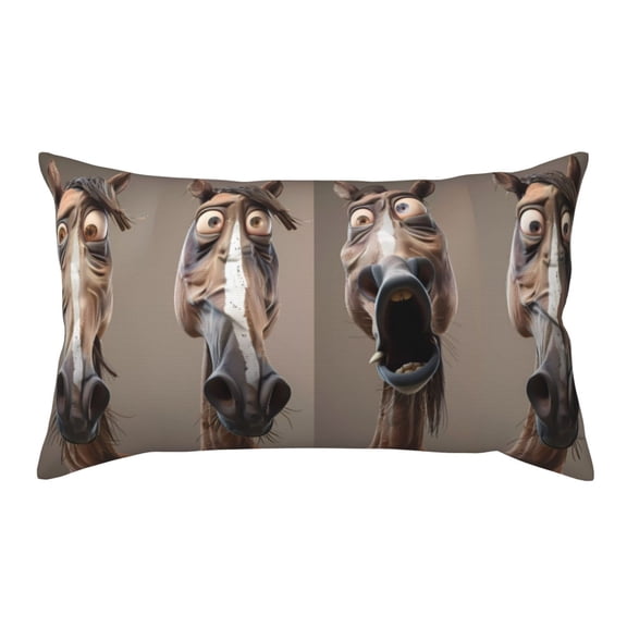 King Pillow Cases Standard Size - Funny Horse Faces Expressions Soft Envelope Closure Microfiber Block Print Pillow Cover, Wrinkle Stain Resistant Travel Pillow Covers Standard Size 20x36in