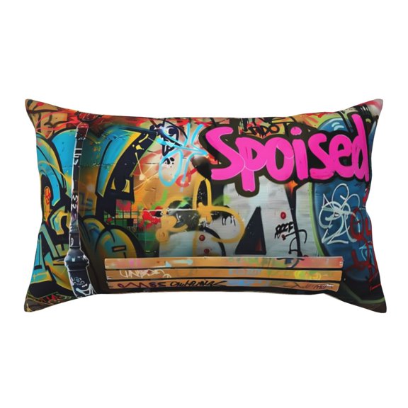 King Pillow Cases Standard Size - Graffiti Lamp Urban Scene Soft Envelope Closure Microfiber Block Print Pillow Cover, Wrinkle Stain Resistant Travel Pillow Covers Standard Size 20x36in