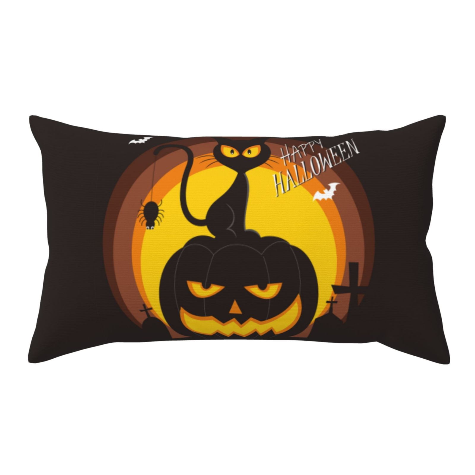 King Pillow Cases Standard Size Halloween Relaxing Pumpkin Cat