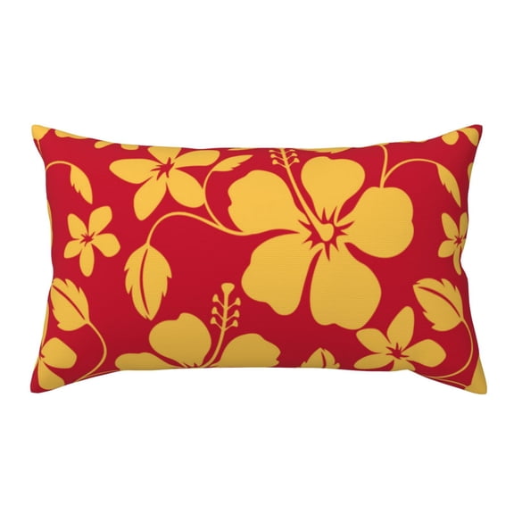 King Pillow Cases Standard Size - Hawaiian Style Red Yellow Soft Envelope Closure Microfiber Block Print Pillow Cover, Wrinkle Stain Resistant Travel Pillow Covers Standard Size 20x36in