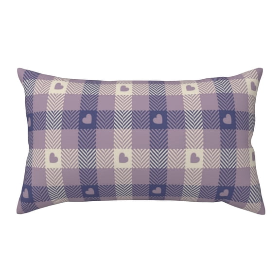 King Pillow Cases Standard Size - Heart Check Plaid Soft Envelope Closure Microfiber Block Print Pillow Cover, Wrinkle Stain Resistant Travel Pillow Covers Standard Size 20x36in