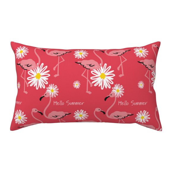 King Pillow Cases Standard Size - Hello Summer Flamingo Soft Envelope Closure Microfiber Block Print Pillow Cover, Wrinkle Stain Resistant Travel Pillow Covers Standard Size 20x36in
