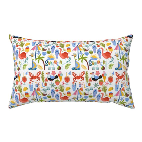 King Pillow Cases Standard Size - Hello Summer2 Soft Envelope Closure Microfiber Block Print Pillow Cover, Wrinkle Stain Resistant Travel Pillow Covers Standard Size 20x36in