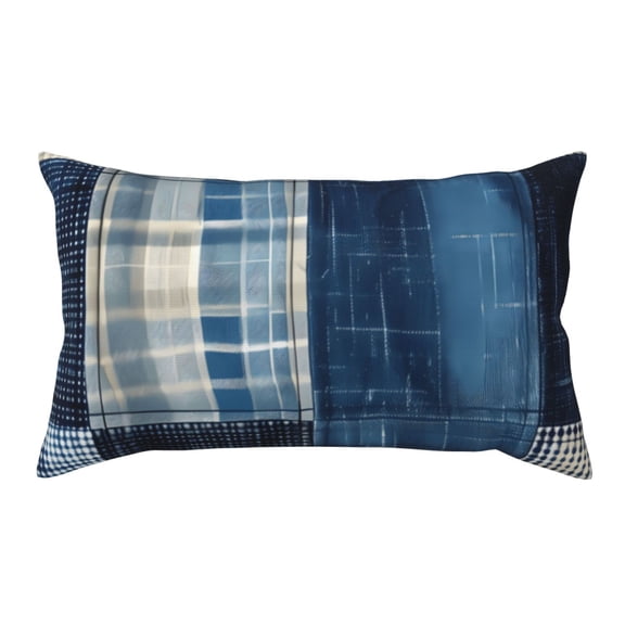 King Pillow Cases Standard Size - Indigo Patchwork Quilt Soft Envelope Closure Microfiber Block Print Pillow Cover, Wrinkle Stain Resistant Travel Pillow Covers Standard Size 20x36in