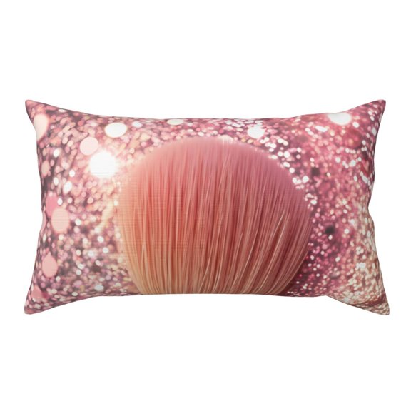 King Pillow Cases Standard Size - Makeup Brush on Pink Glitter Soft Envelope Closure Microfiber Block Print Pillow Cover, Wrinkle Stain Resistant Travel Pillow Covers Standard Size 20x36in