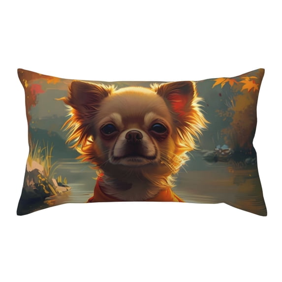 King Pillow Cases Standard Size - Maple Leaf Meditating Chihuahua Soft Envelope Closure Microfiber Block Print Pillow Cover, Wrinkle Stain Resistant Travel Pillow Covers Standard Size 20x36in