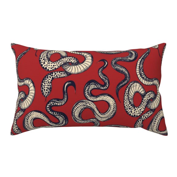 King Pillow Cases Standard Size - Minimalist Sketch Funny Snake Red Soft Envelope Closure Microfiber Block Print Pillow Cover, Wrinkle Stain Resistant Travel Pillow Covers Standard Size 20x36in