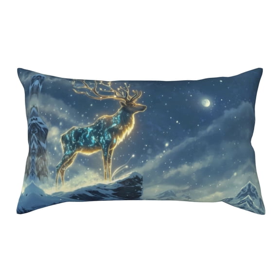 King Pillow Cases Standard Size - Moonlit Snow Mountain Deer A Soft Envelope Closure Microfiber Block Print Pillow Cover, Wrinkle Stain Resistant Travel Pillow Covers Standard Size 20x36in