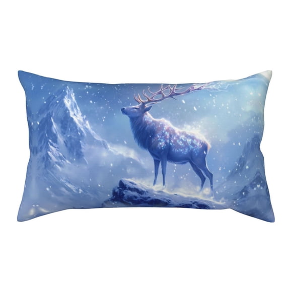 King Pillow Cases Standard Size - Moonlit Snow Mountain Deer Soft Envelope Closure Microfiber Block Print Pillow Cover, Wrinkle Stain Resistant Travel Pillow Covers Standard Size 20x36in