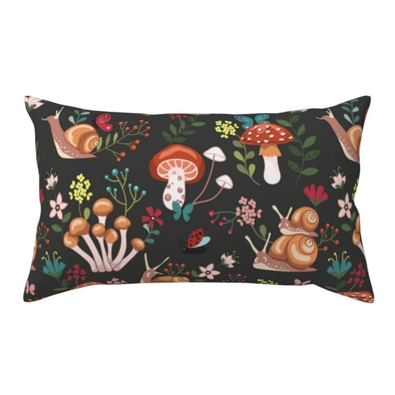 King Pillow Cases Standard Size - Mushroom With Snails Soft Envelope Closure Microfiber Block Print Pillow Cover, Wrinkle Stain Resistant Travel Pillow Covers Standard Size 20x36in