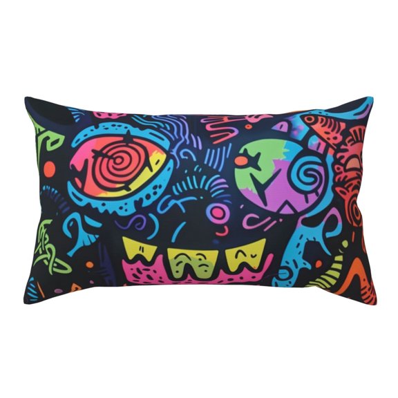 King Pillow Cases Standard Size - Neon Graffiti Urban Art Soft Envelope Closure Microfiber Block Print Pillow Cover, Wrinkle Stain Resistant Travel Pillow Covers Standard Size 20x36in
