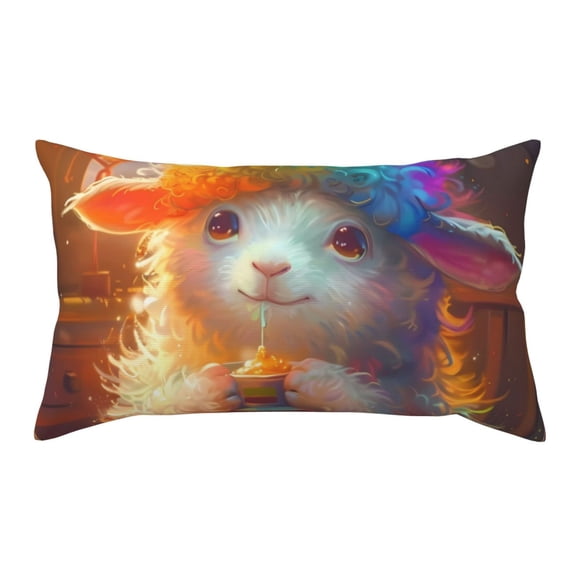 King Pillow Cases Standard Size - Rainbow Lamb Breakfast Soft Envelope Closure Microfiber Block Print Pillow Cover, Wrinkle Stain Resistant Travel Pillow Covers Standard Size 20x36in