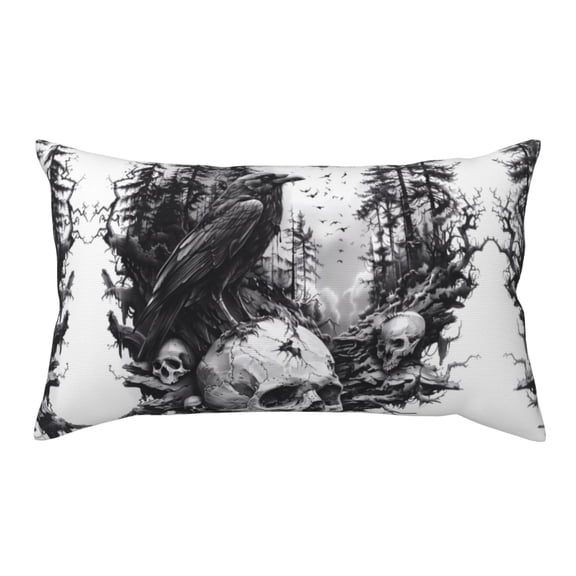 King Pillow Cases Standard Size - Raven Skulls Forest Soft Envelope Closure Microfiber Block Print Pillow Cover, Wrinkle Stain Resistant Travel Pillow Covers Standard Size 20x36in