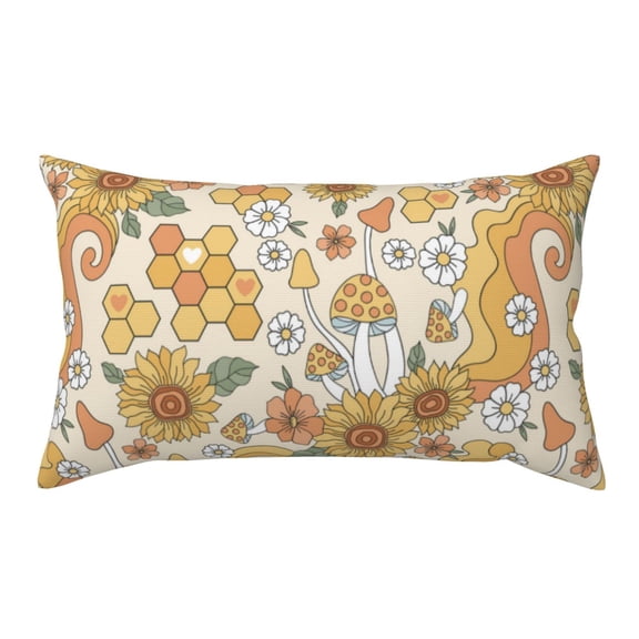 King Pillow Cases Standard Size - Retro 70s 60s Flower Soft Envelope Closure Microfiber Block Print Pillow Cover, Wrinkle Stain Resistant Travel Pillow Covers Standard Size 20x36in