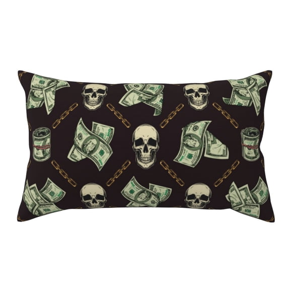 King Pillow Cases Standard Size - Skulls Gold Chains Dollar Soft Envelope Closure Microfiber Block Print Pillow Cover, Wrinkle Stain Resistant Travel Pillow Covers Standard Size 20x36in