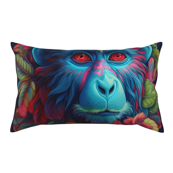 King Pillow Cases Standard Size - Tribal Style Flower Blue Monkey Soft Envelope Closure Microfiber Block Print Pillow Cover, Wrinkle Stain Resistant Travel Pillow Covers Standard Size 20x36in