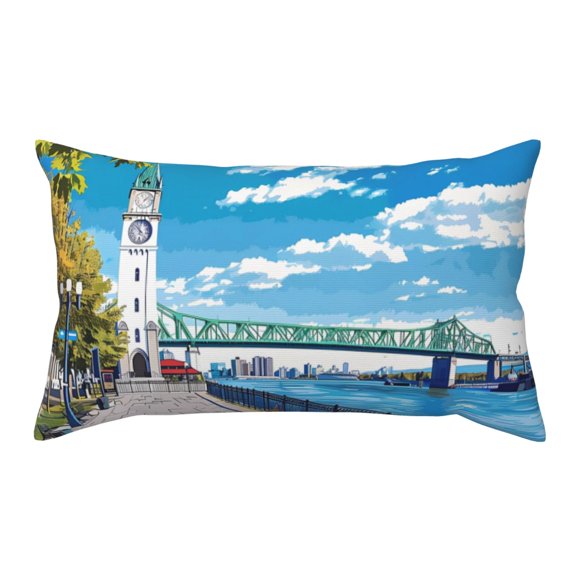 King Pillow Cases Standard Size - Urban Riverside Clock Tower Soft Envelope Closure Microfiber Block Print Pillow Cover, Wrinkle Stain Resistant Travel Pillow Covers Standard Size 20x36in