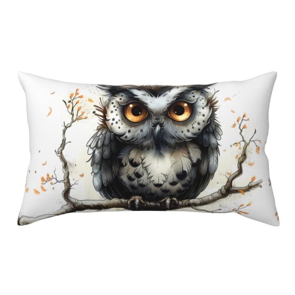 King Pillow Cases Standard Size - Whimsical Owl On Branch Soft Envelope Closure Microfiber Block Print Pillow Cover, Wrinkle Stain Resistant Travel Pillow Covers Standard Size 20x36in