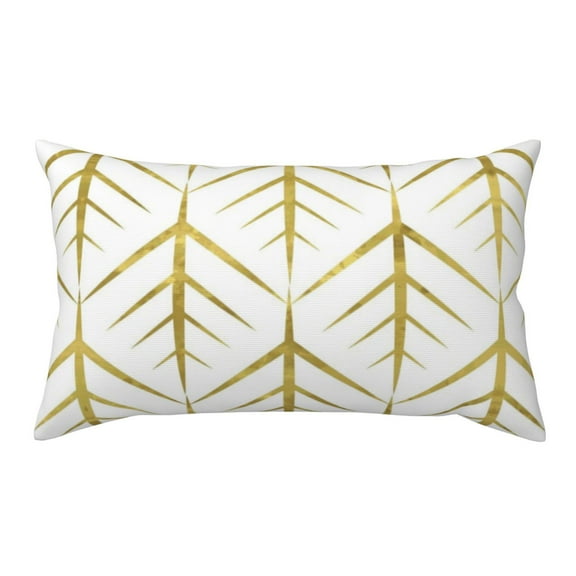 King Pillow Cases Standard Size - White And Gold Geometry A Soft Envelope Closure Microfiber Block Print Pillow Cover, Wrinkle Stain Resistant Travel Pillow Covers Standard Size 20x36in