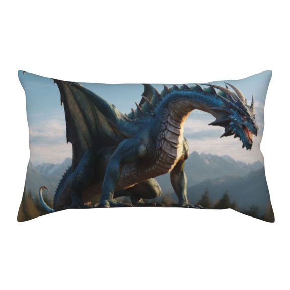 King Pillow Cases Standard Size - Wild Blue Cool Dragon Soft Envelope Closure Microfiber Block Print Pillow Cover, Wrinkle Stain Resistant Travel Pillow Covers Standard Size 20x36in