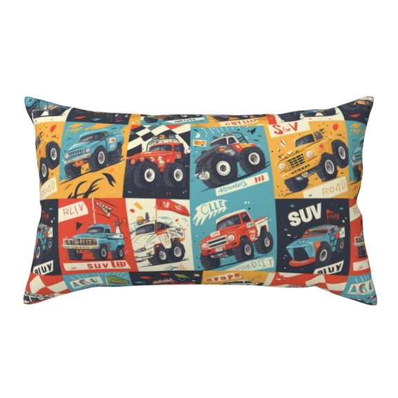 King Pillow Cases Standard Size - off road racing car colorful Soft Envelope Closure Microfiber Block Print Pillow Cover, Wrinkle Stain Resistant Travel Pillow Covers Standard Size 20x36in