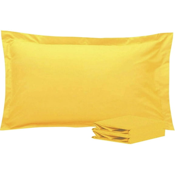 King Pillow Shams, Set of 2, 100% Brushed Microfiber, Soft and Cozy, Wrinkle, Fade, Stain Resistant (Yellow, King)